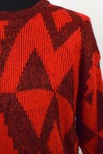 Load image into Gallery viewer, 80s/90s Red Abstract Knitted Jumper
