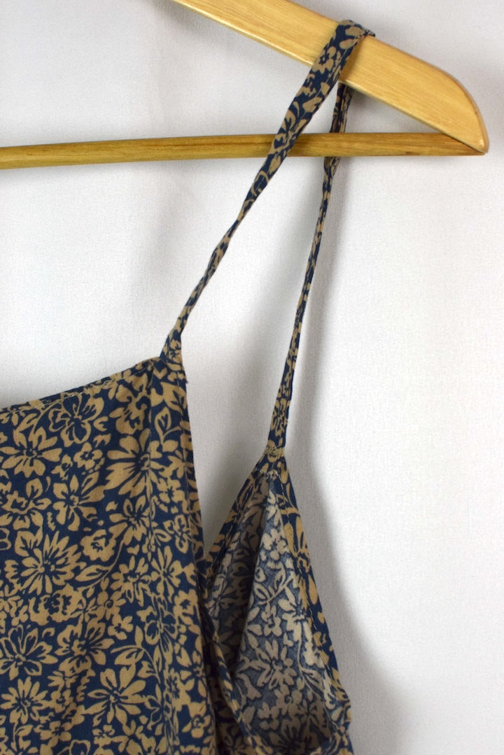 Reworked Floral Print Tie Up Top