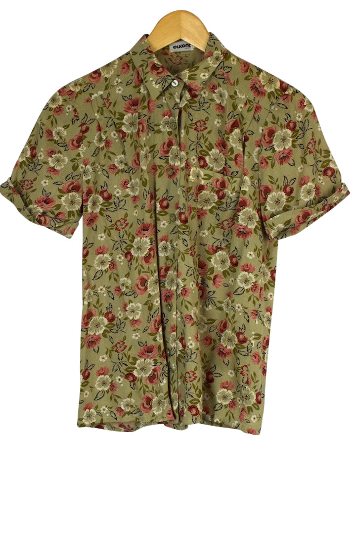 Green Floral Print Shirt