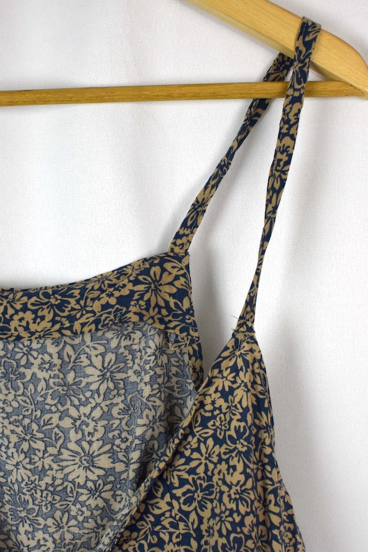 Reworked Floral Print Tie Up Top