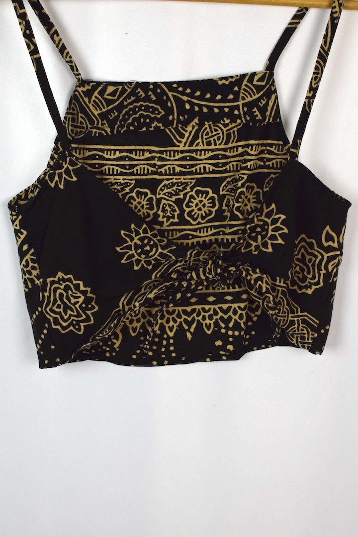 Reworked Floral Print Tie Up Top