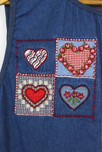 Load image into Gallery viewer, Reworked Lovehearts Denim Baby Doll Top
