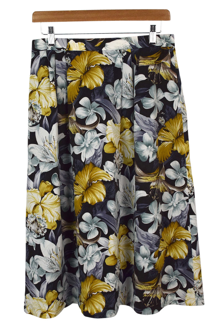 Reworked Leaf Floral Print Skirt