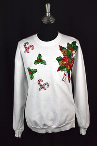 80s/90s Candy Cane and Holly Sweatshirt