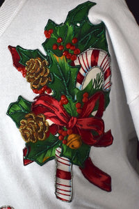 80s/90s Candy Cane and Holly Sweatshirt