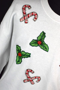 80s/90s Candy Cane and Holly Sweatshirt