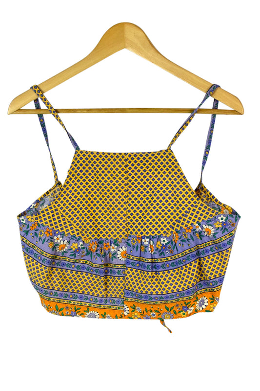 Reworked Colourful Floral Print Tie Up Top
