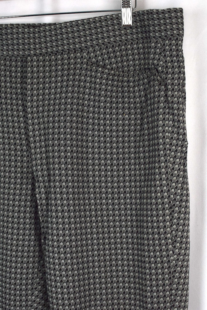 Grey Houndstooth Print Dress Pants