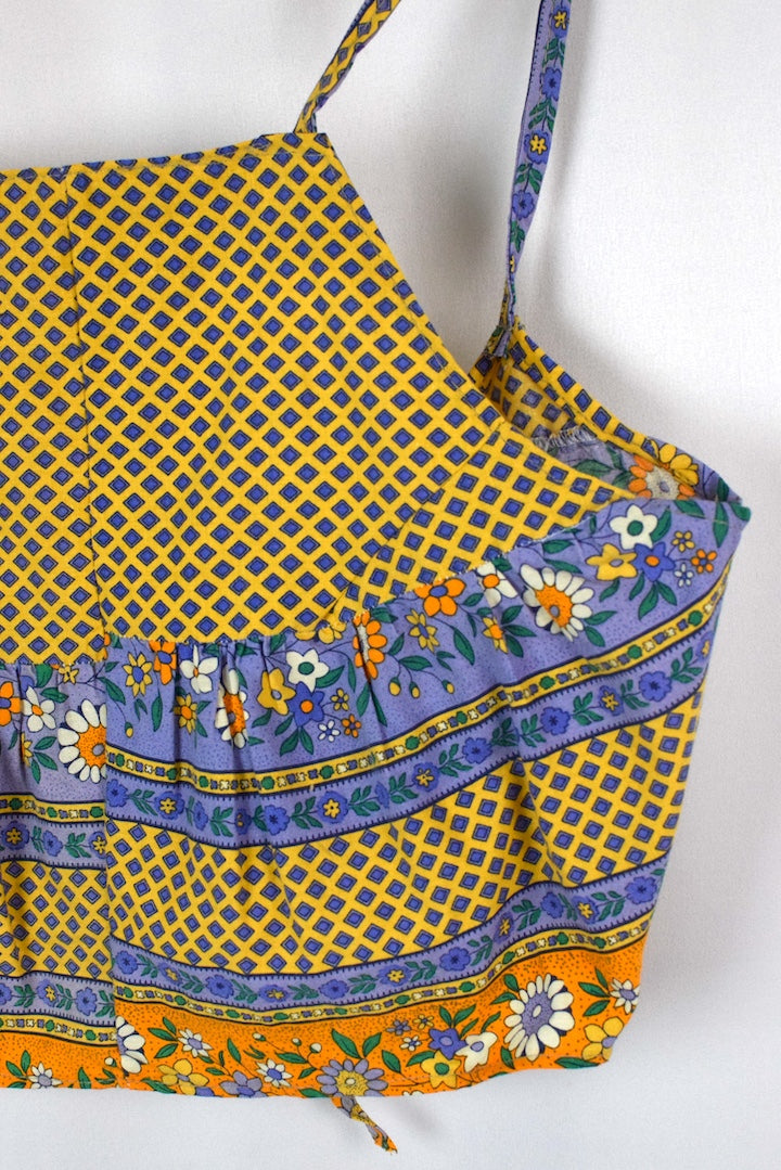 Reworked Colourful Floral Print Tie Up Top