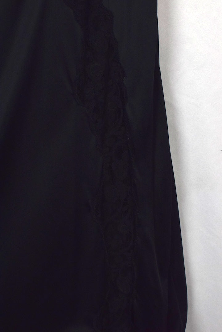 Black Lace-Detailed Slip Dress