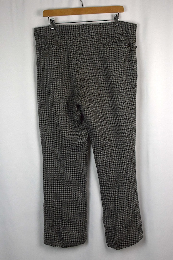 Grey Houndstooth Print Dress Pants