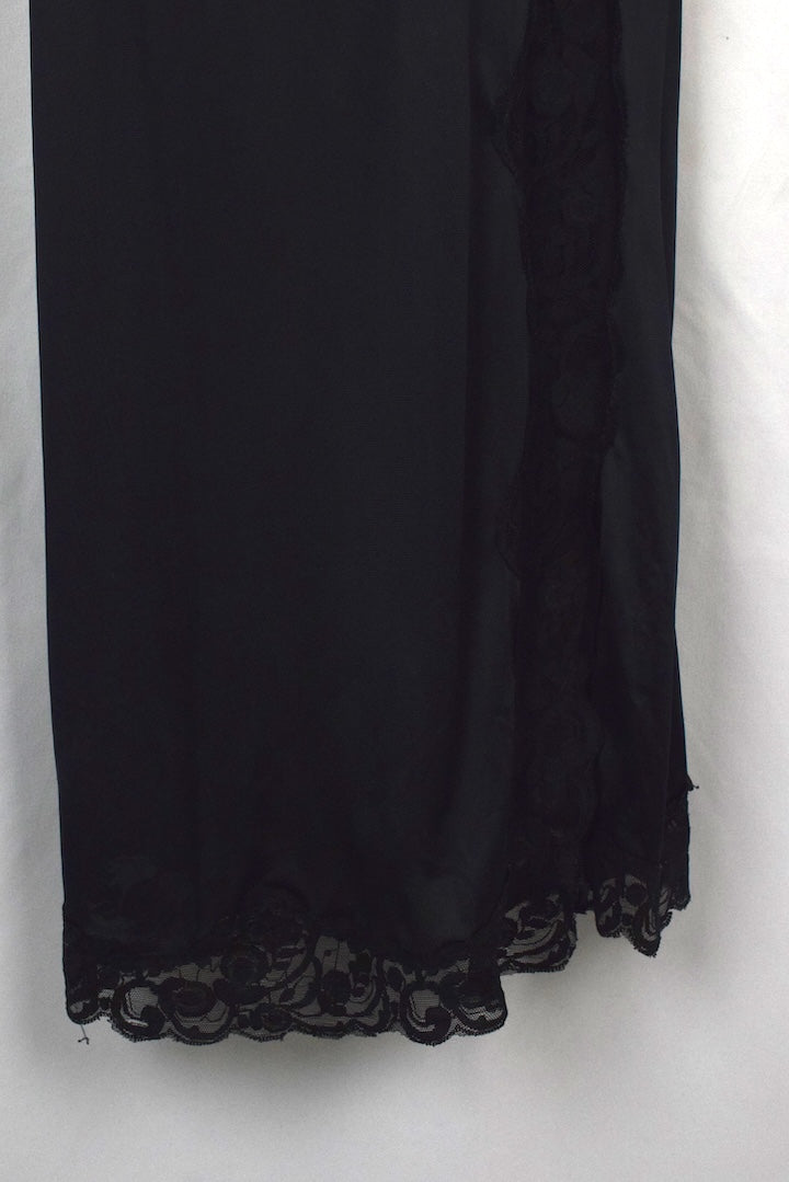 Black Lace-Detailed Slip Dress