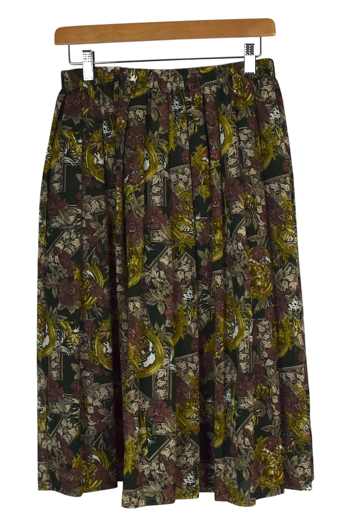 Reworked Floral Deer Print Skirt