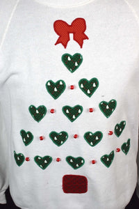 80s/90s Love Heart Christmas Tree Sweatshirt