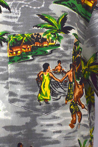 Vintage Tropical Island Print Hawaiian Shirt