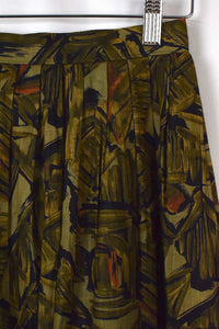 Green Abstract Print Skirt