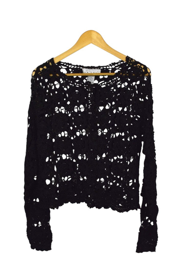 Crochet Lace Button-Up Top