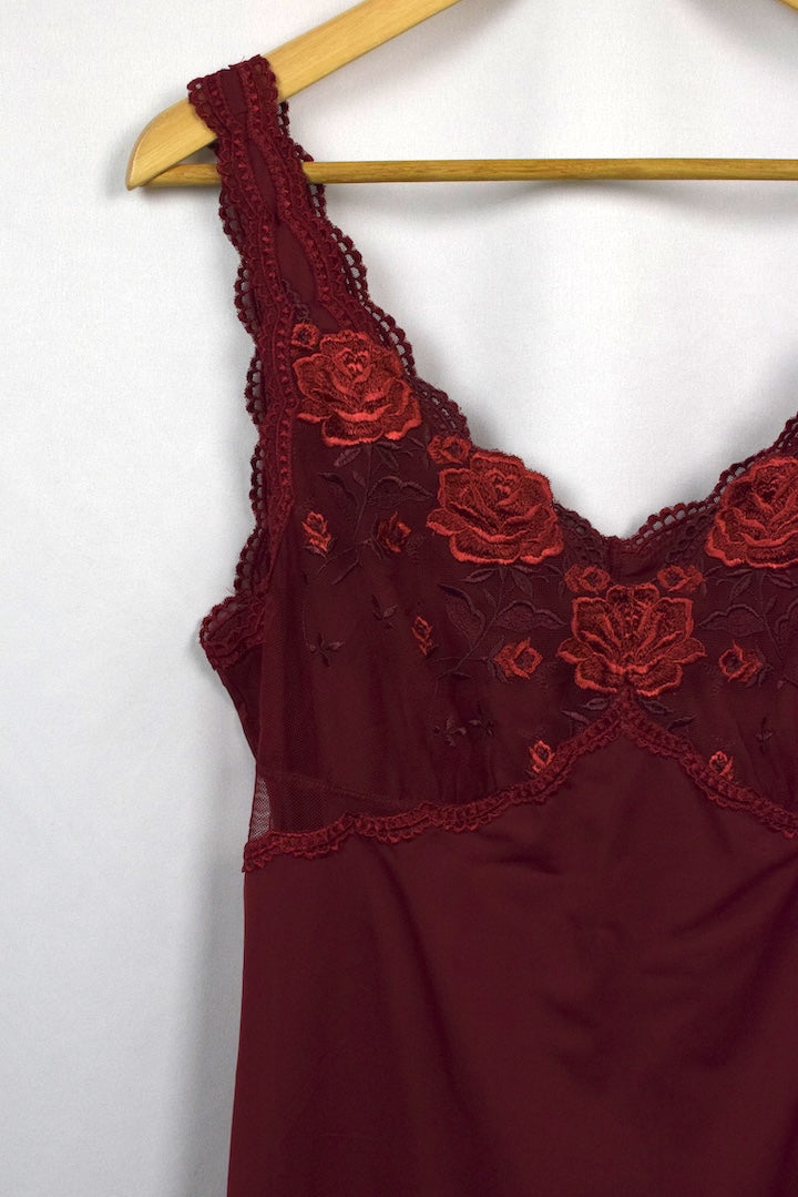 Burgundy Floral Lace Camisole Top