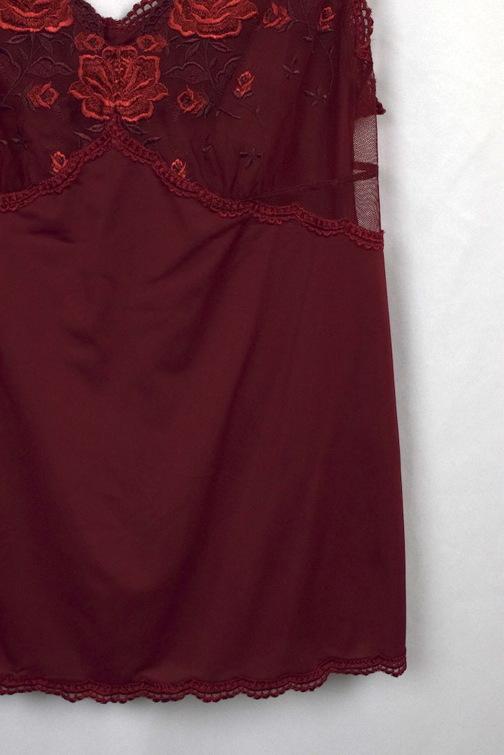 Burgundy Floral Lace Camisole Top