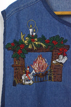Load image into Gallery viewer, Reworked Denim Christmas Baby Doll Top
