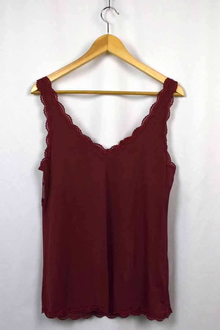 Burgundy Floral Lace Camisole Top