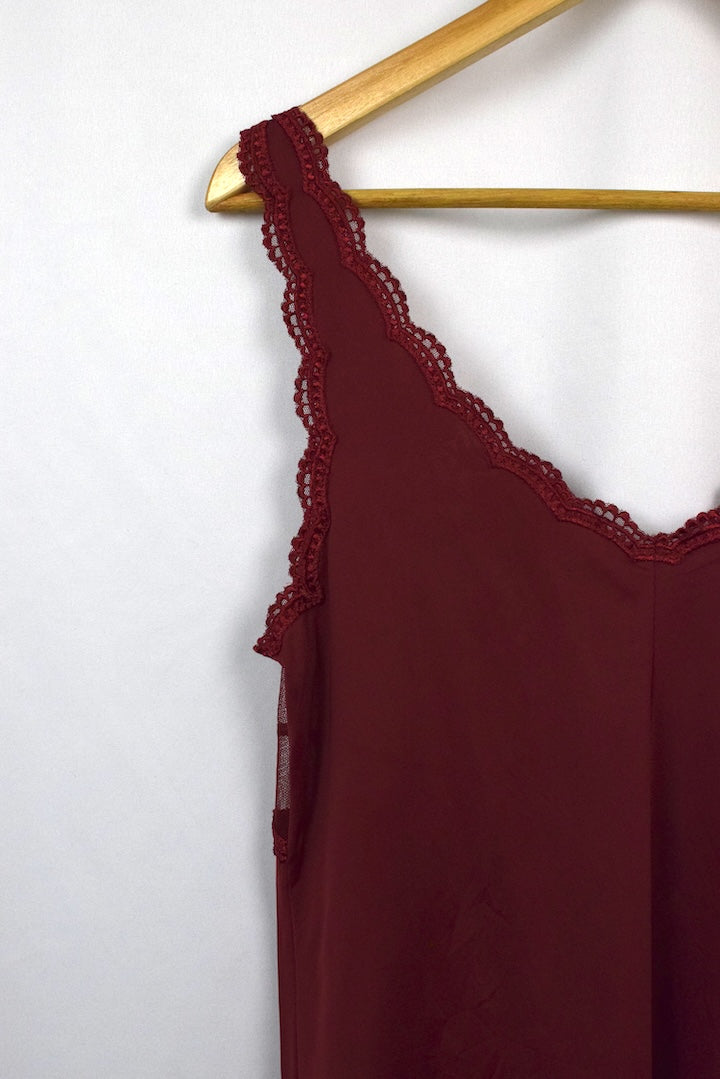 Burgundy Floral Lace Camisole Top