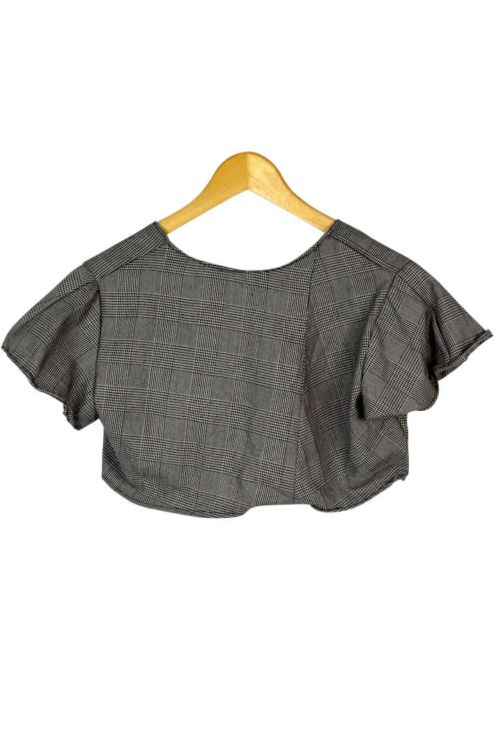 Reworked Checkered Tie Up Top
