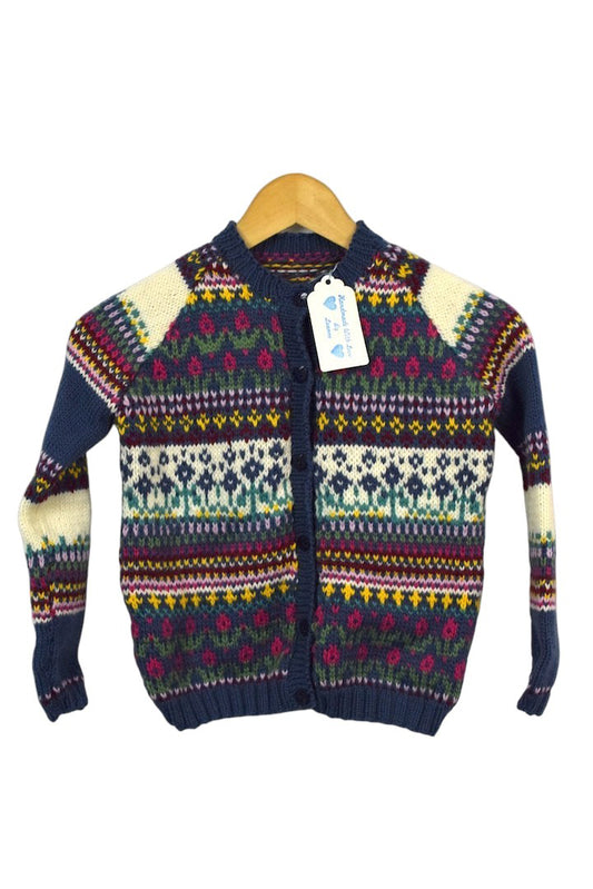 Hand-Knitted Children's Floral Cardigan