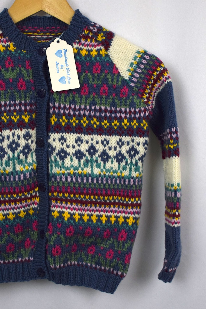 Hand-Knitted Children's Floral Cardigan