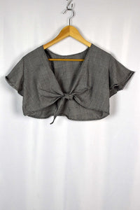 Reworked Checkered Tie Up Top