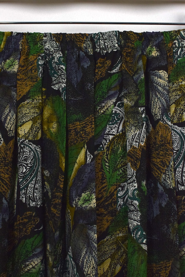 Reworked Abstract Leaf Print Skirt