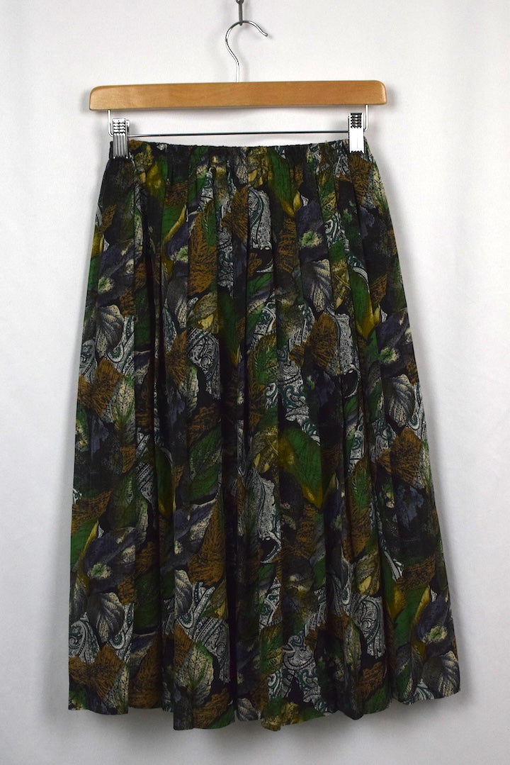 Reworked Abstract Leaf Print Skirt