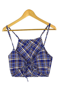 Reworked Checkered Tie Up Top