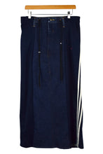 Load image into Gallery viewer, Reworked Adidas Brand Track Denim Skirt
