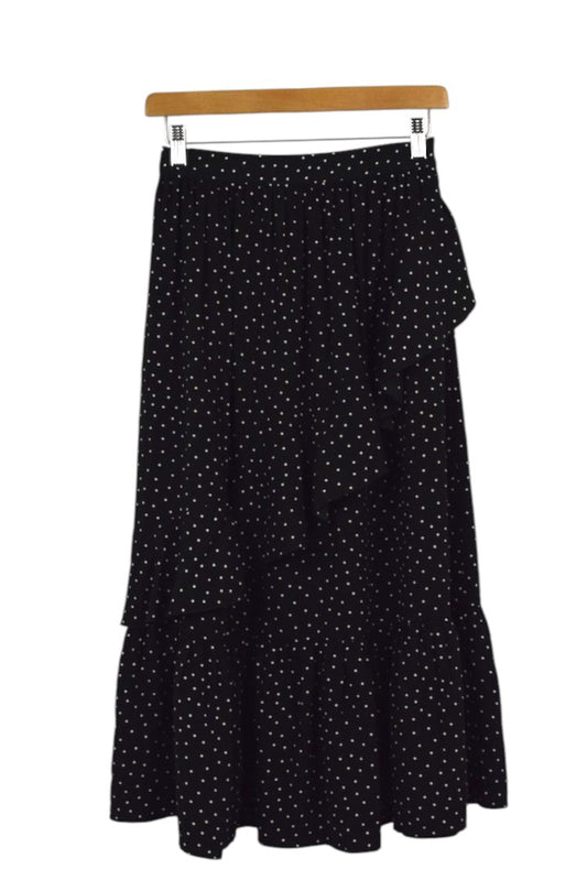 Black Polka Dot Midi Skirt
