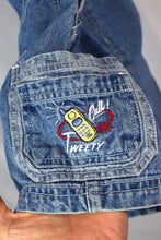 Load image into Gallery viewer, 90s Tweety Denim Overalls
