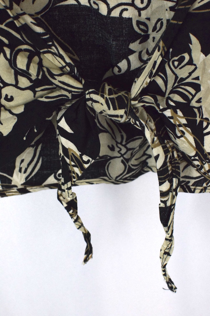 Reworked Leaf Floral Print Tie Up Top
