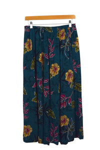 80s/90s Teal Floral Print Skirt