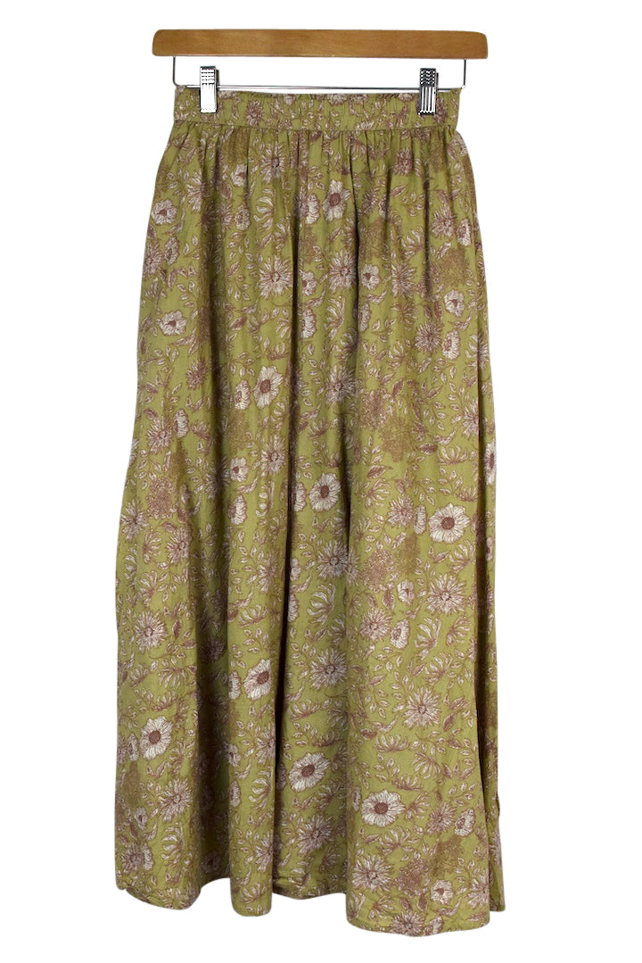 Reworked Green Floral Print Skirt