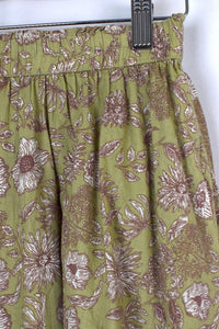 Reworked Green Floral Print Skirt