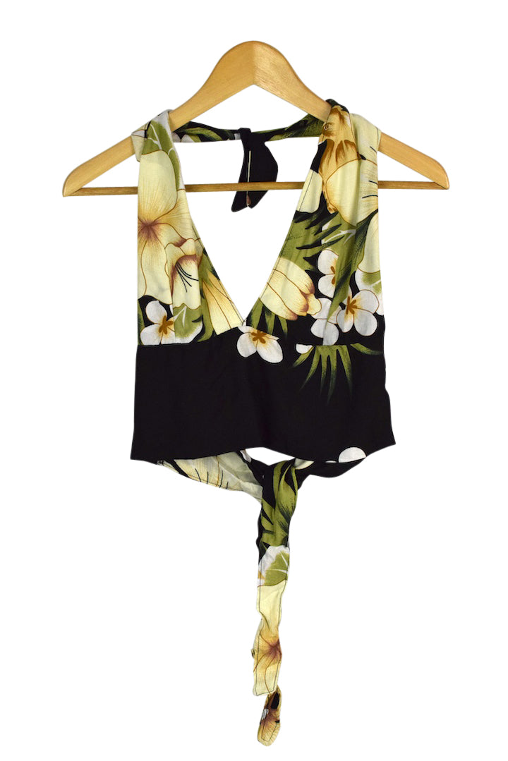 Reworked White Floral Print Tie-Up Top