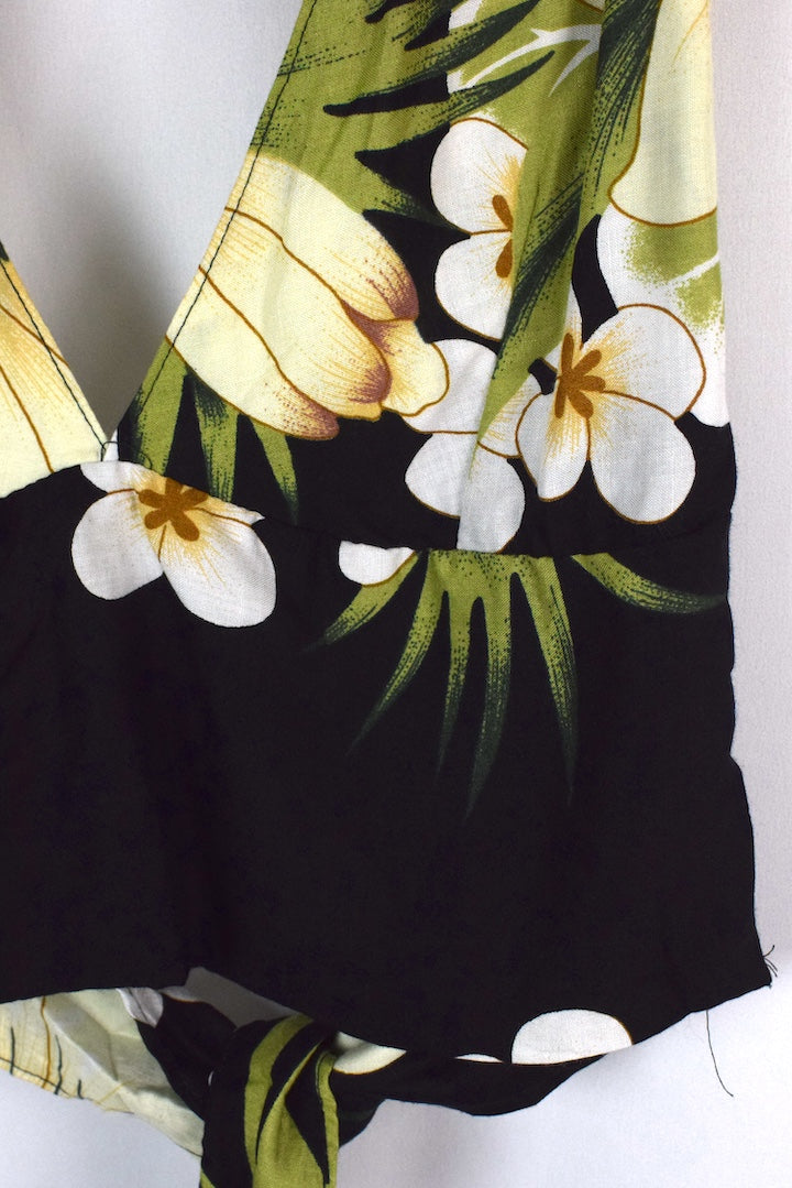 Reworked White Floral Print Tie-Up Top
