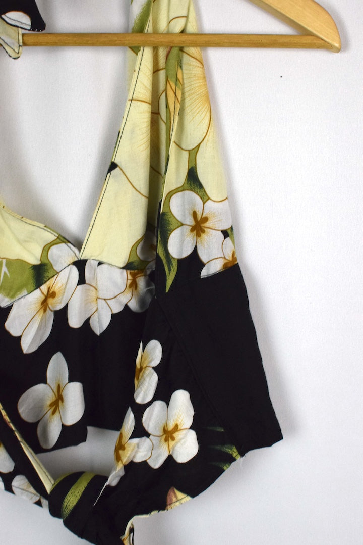 Reworked White Floral Print Tie-Up Top