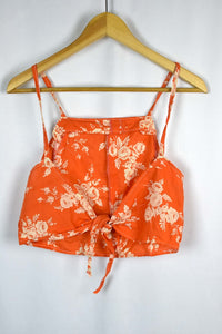 Reworked Orange Tie-Up Top