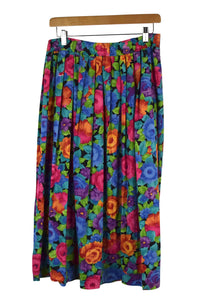 80s/90s Colourful Floral Print Skirt