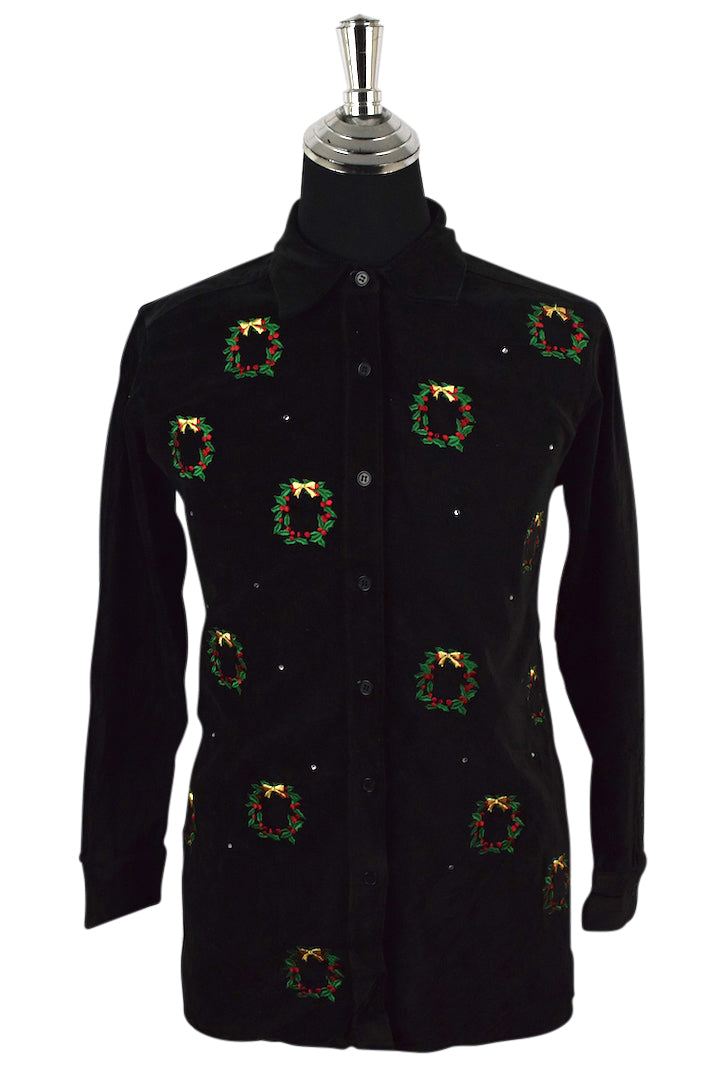 Christmas Wreath Velvet Shirt