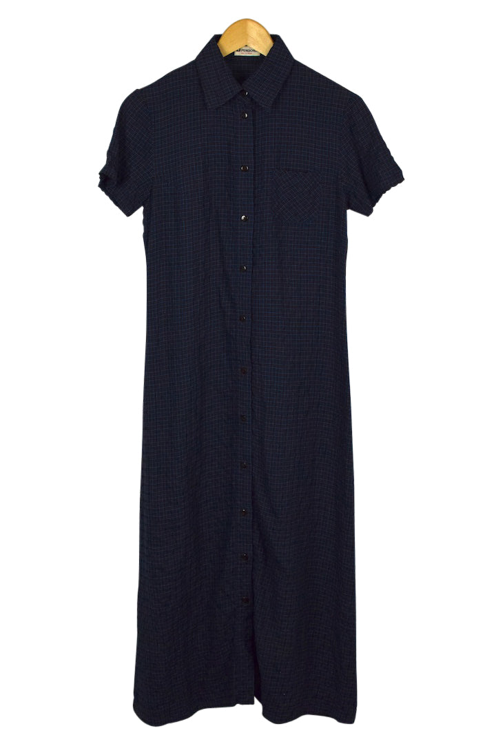 Navy Checkered Dress