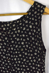Reworked Black Floral Print Dress