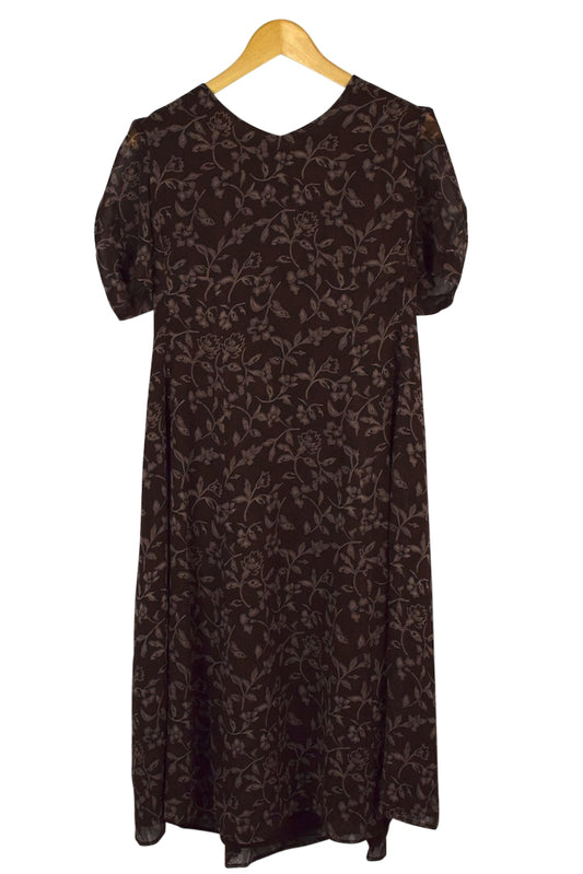 Brown Floral Print Dress