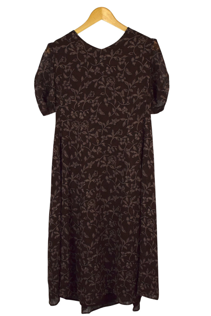 Brown Floral Print Dress